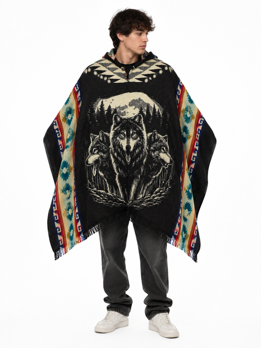 Wolf Spirit Hooded Poncho